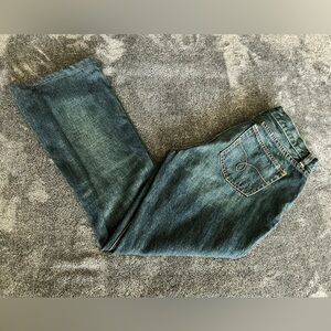 Lauren Jeans Co Women's Suede Leather Pocket Western Denim Blue Jeans, Size 6P